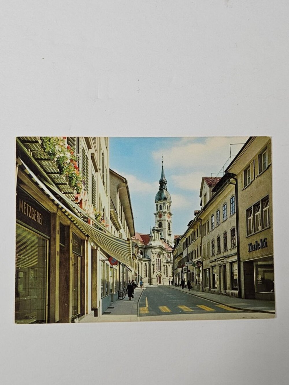 Frauenfeld TG Zuercherstrasse and Catholic Church Postcard